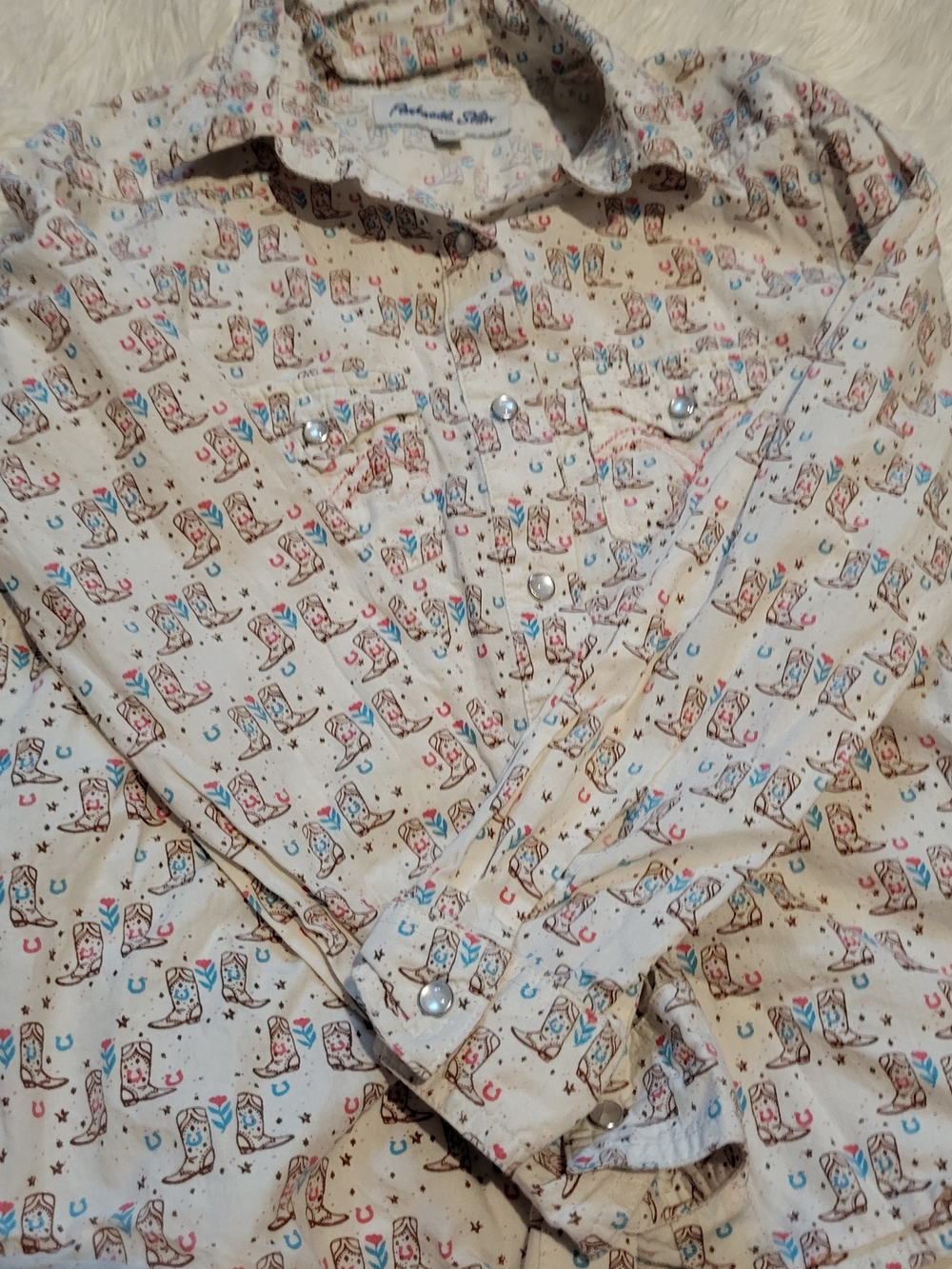 Panhandle Slim White Western Boot Print Shirt
